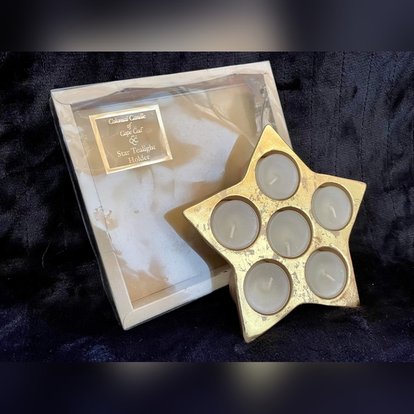 Colonial Candle of Cape Cod Star Tealight Holder 6 candles and box 7" FREE SHIP - Picture 3 of 8
